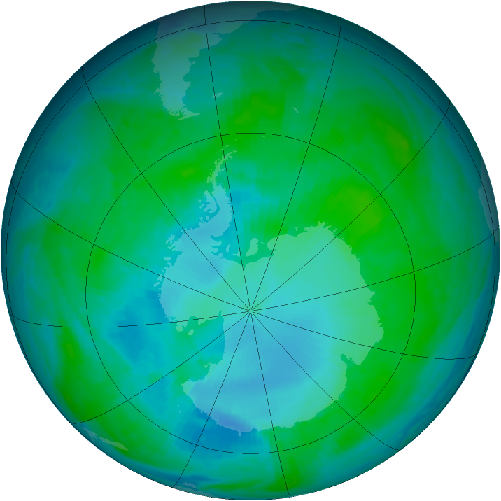 Antarctic ozone map for 26 January 2001